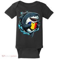 Romanian Roots Heart Romanian Pride Shark Romania Flag Baby Bodysuit thumb 0