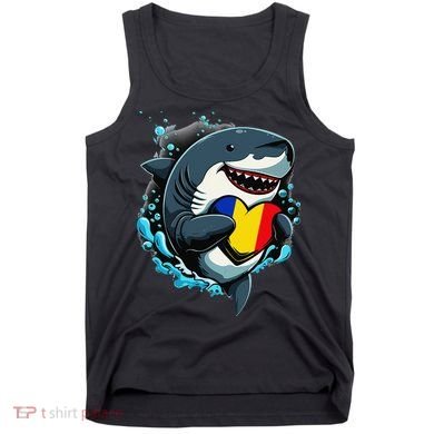 Romanian Roots Heart Romanian Pride Shark Romania Flag Tank Top