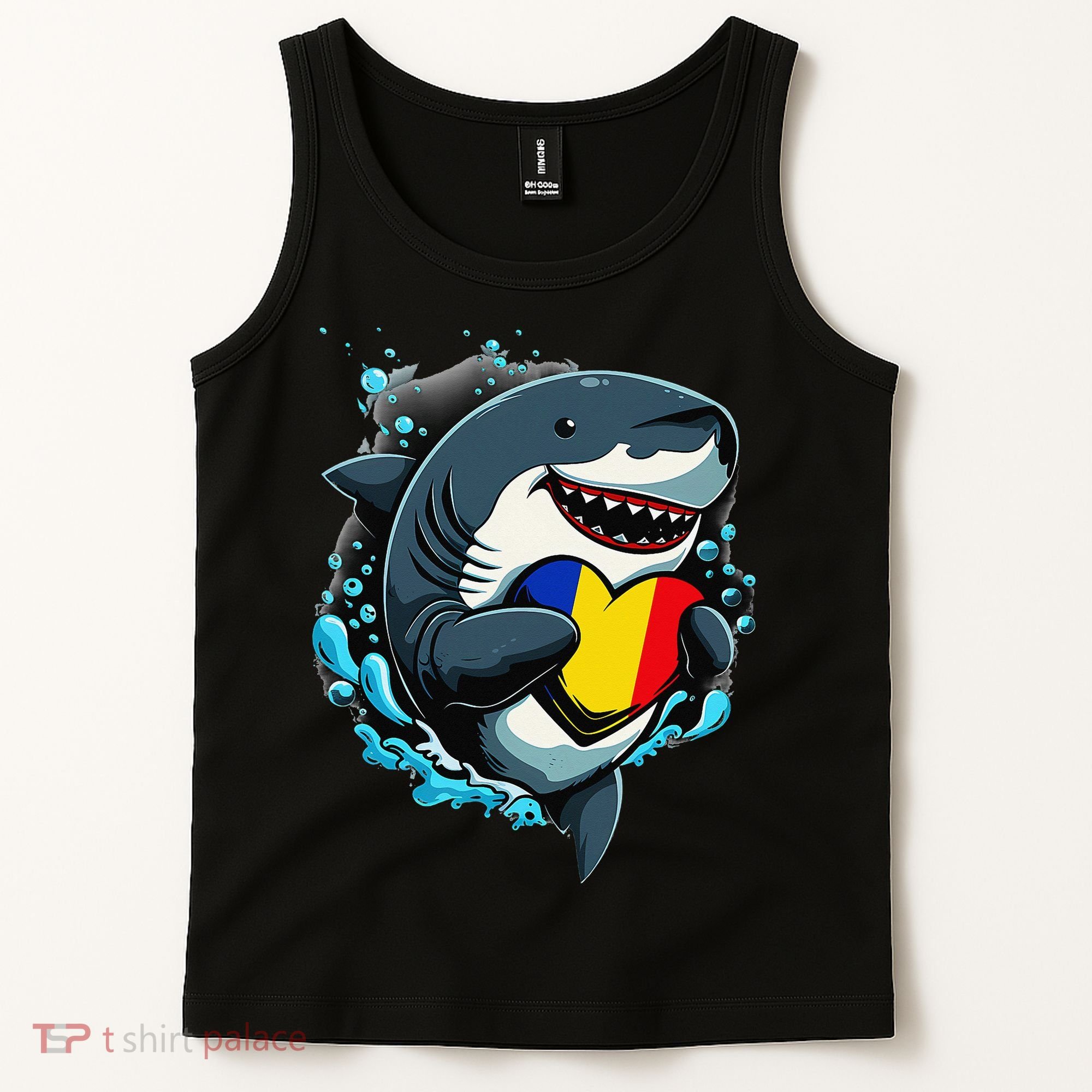 Romanian Roots Heart Romanian Pride Shark Romania Flag Tank Top