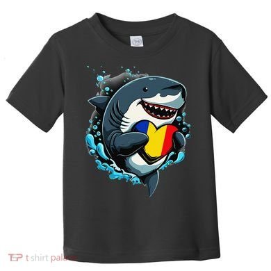 Romanian Roots Heart Romanian Pride Shark Romania Flag Toddler T-Shirt