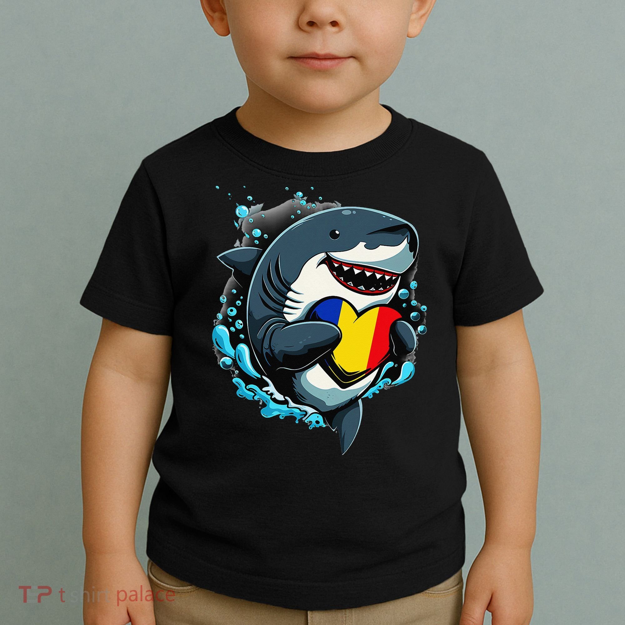 Romanian Roots Heart Romanian Pride Shark Romania Flag Toddler T-Shirt