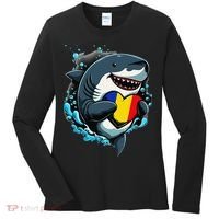 Romanian Roots Heart Romanian Pride Shark Romania Flag Women's Long Sleeve Shirt thumb 0
