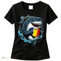 Romanian Roots Heart Romanian Pride Shark Romania Flag Women's T-Shirt thumb 0