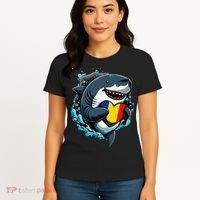 Romanian Roots Heart Romanian Pride Shark Romania Flag Women's T-Shirt thumb 4