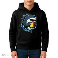 Romanian Roots Heart Romanian Pride Shark Romania Flag Kids Hoodie thumb 4