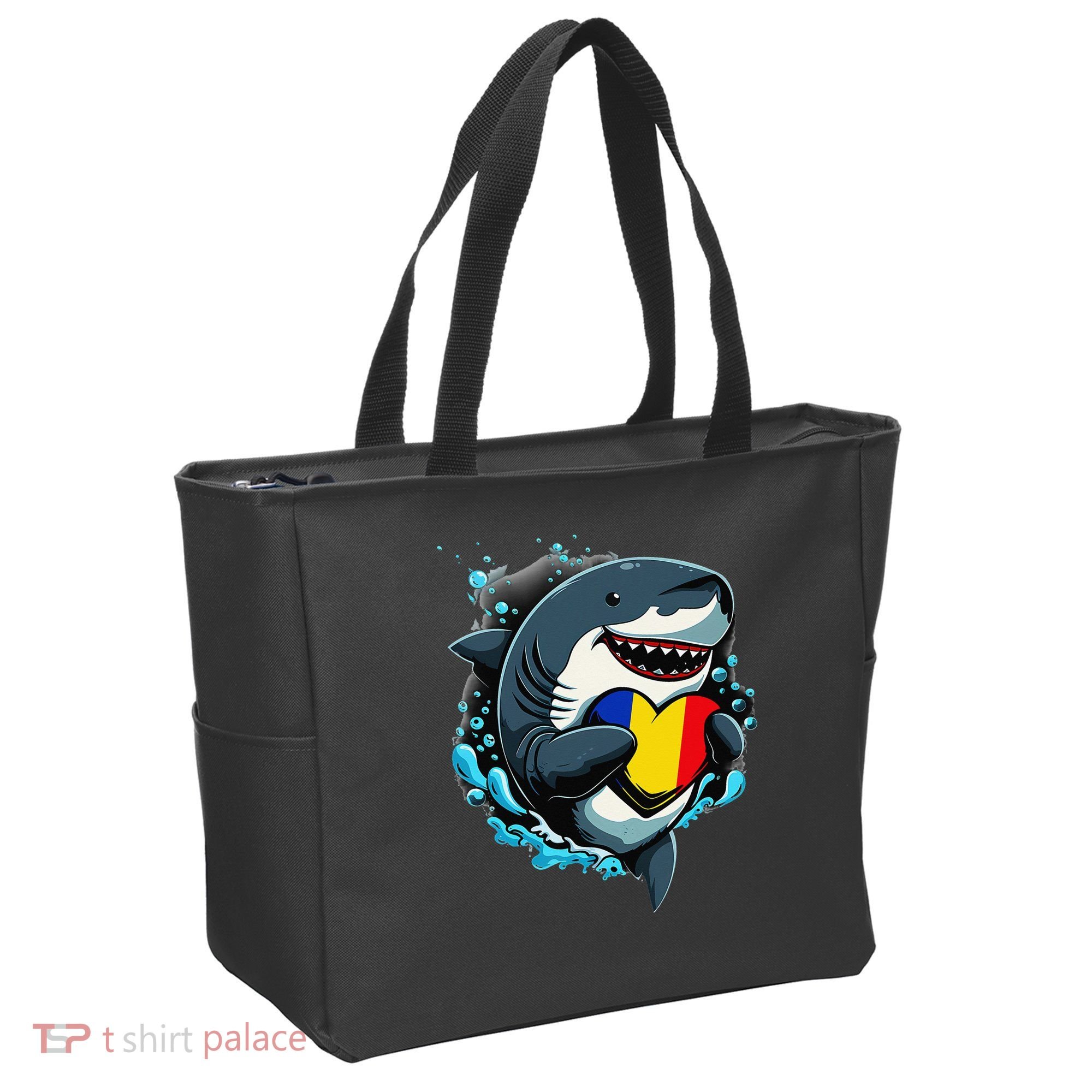 Romanian Roots Heart Romanian Pride Shark Romania Flag Tote Bag