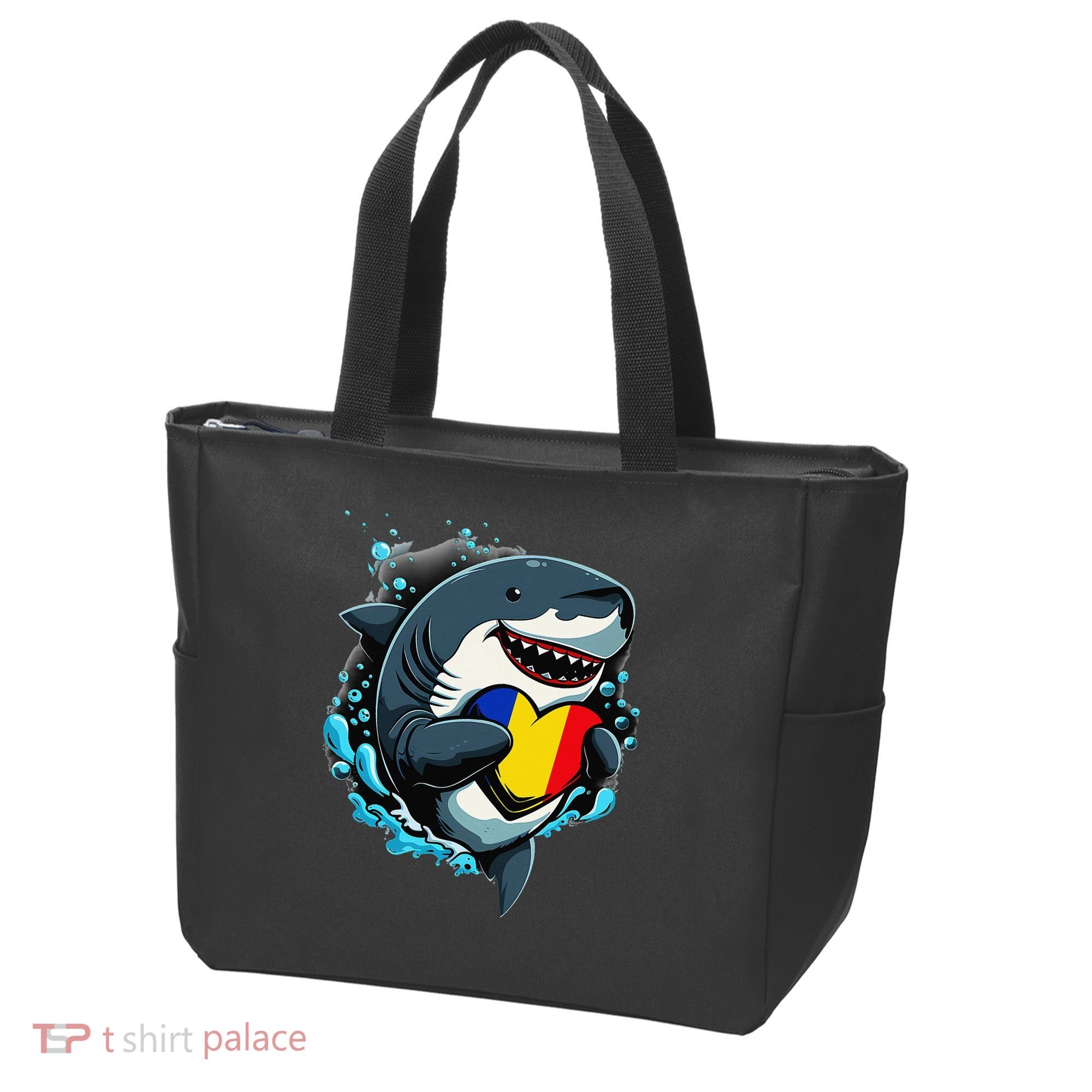 Romanian Roots Heart Romanian Pride Shark Romania Flag Tote Bag