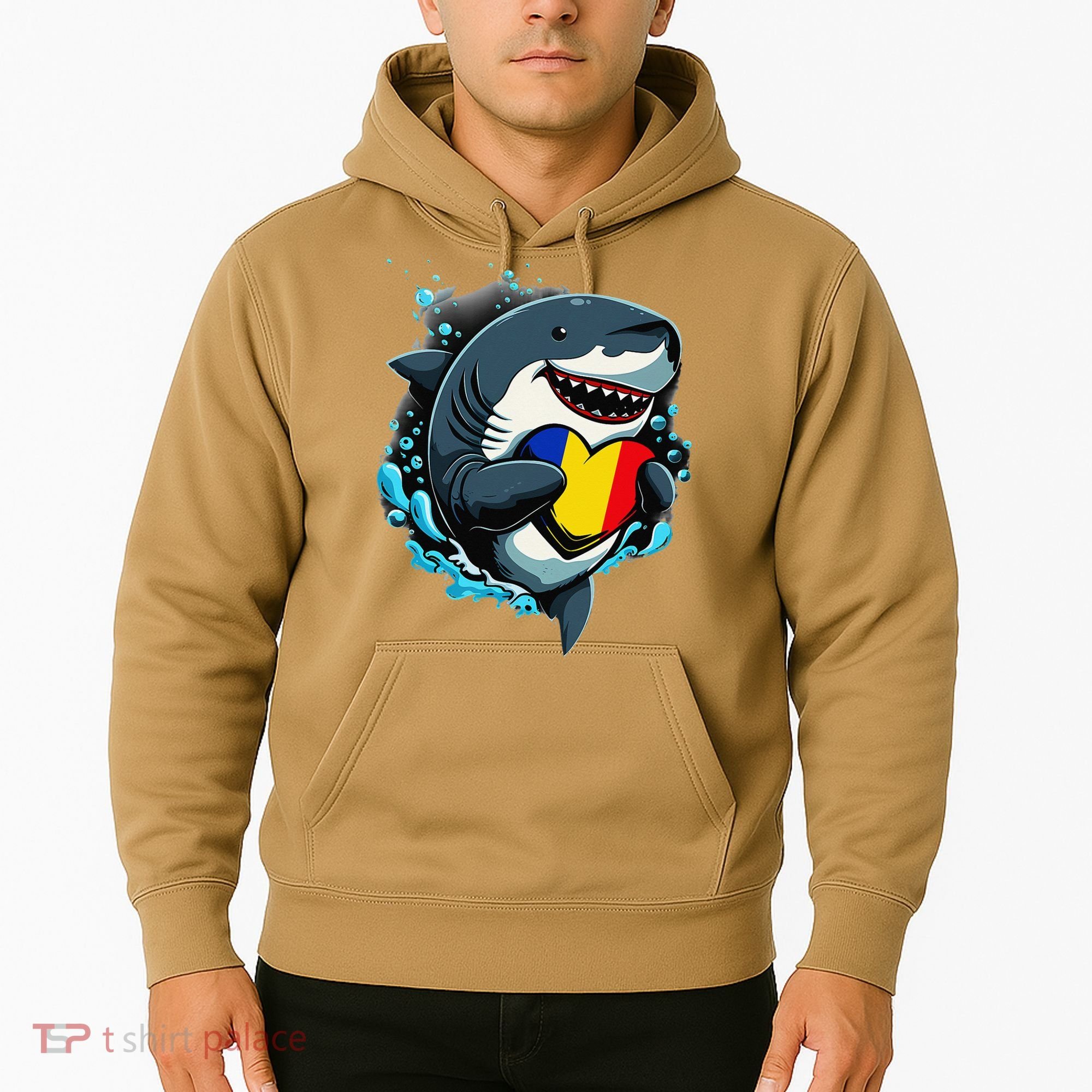 Romanian Roots Heart Romanian Pride Shark Romania Flag Hoodie