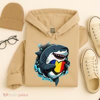 Romanian Roots Heart Romanian Pride Shark Romania Flag Hoodie thumb 4
