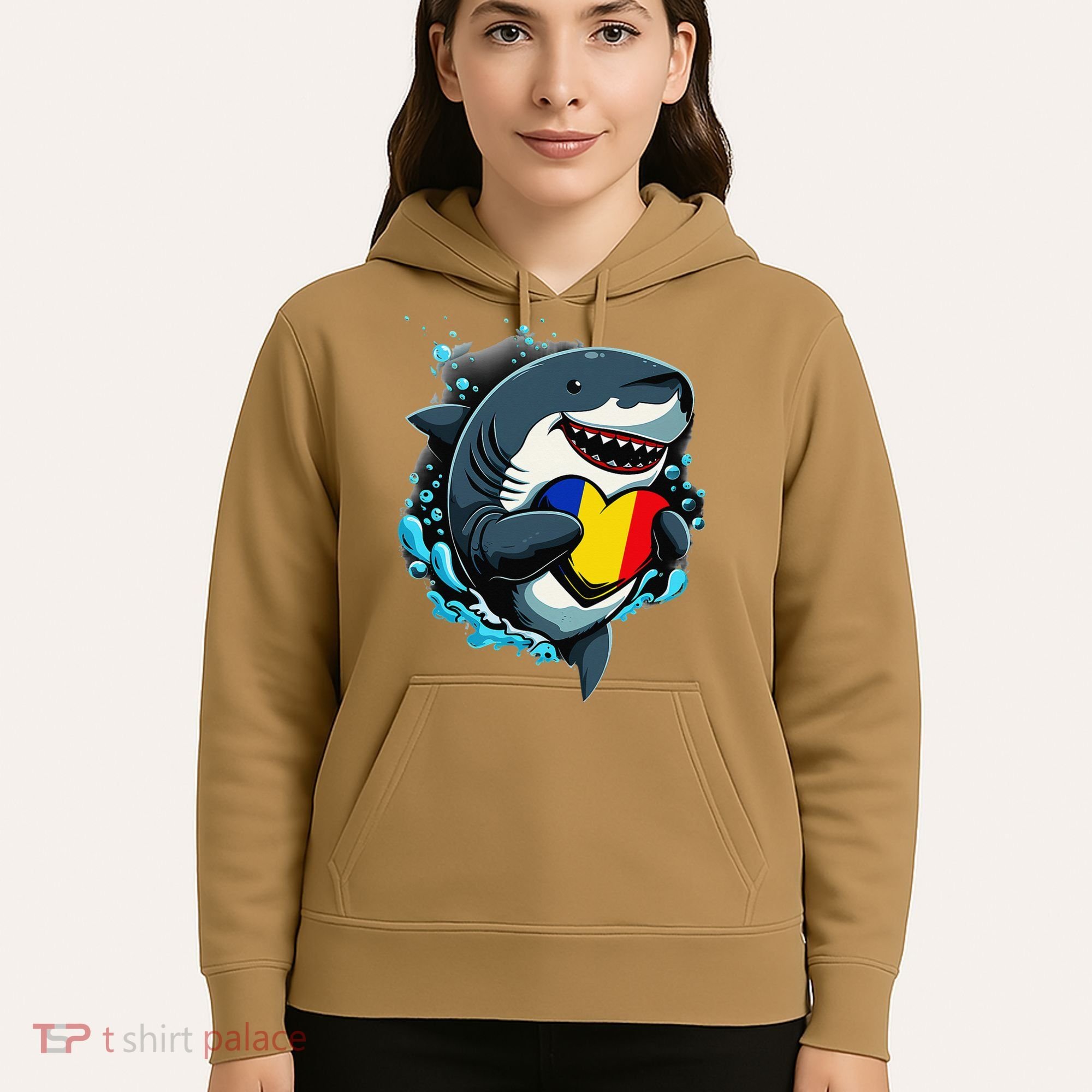 Romanian Roots Heart Romanian Pride Shark Romania Flag Hoodie