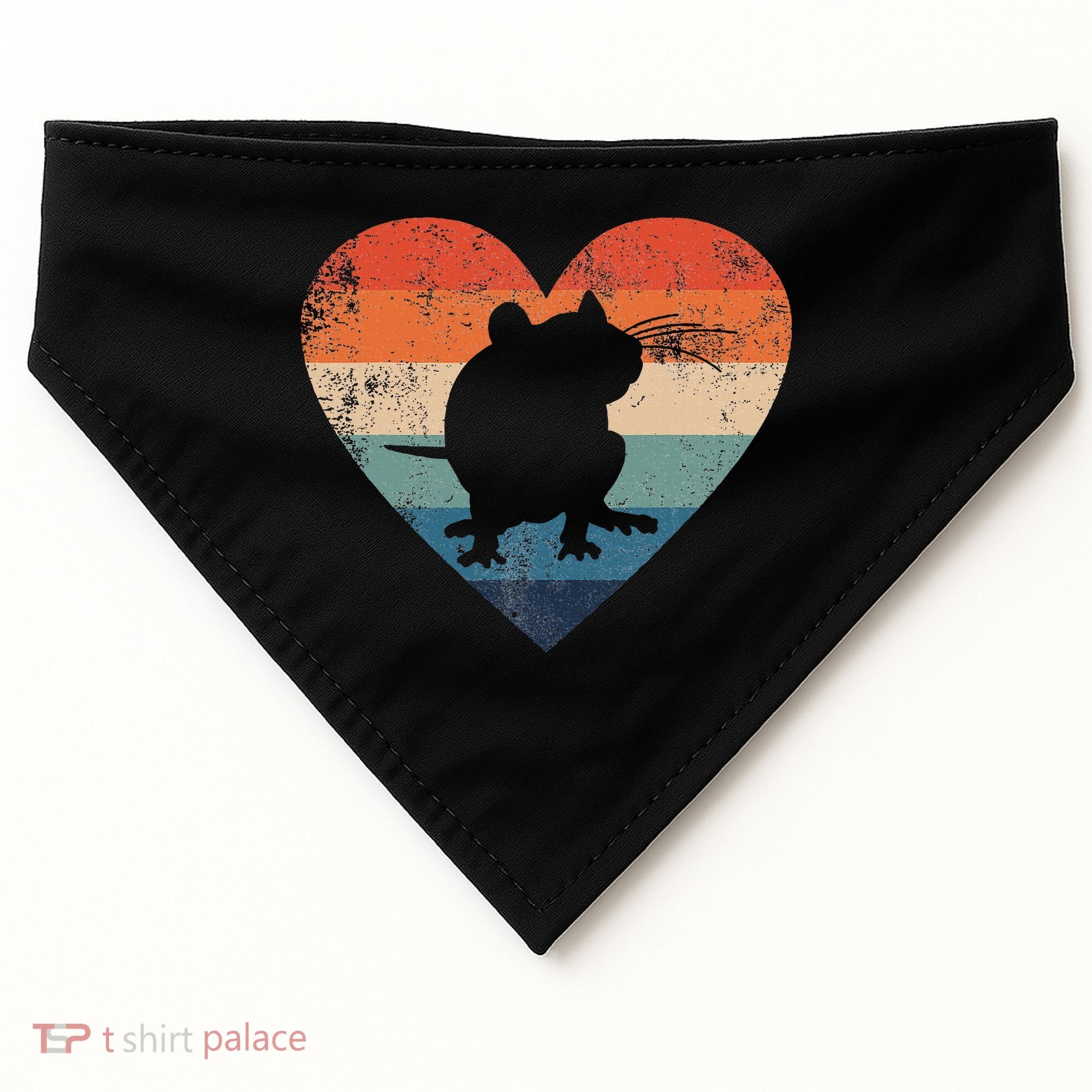 Rat Retro Heart Mouse Rodent Lover Rat Owner USA-Made Doggie Bandana
