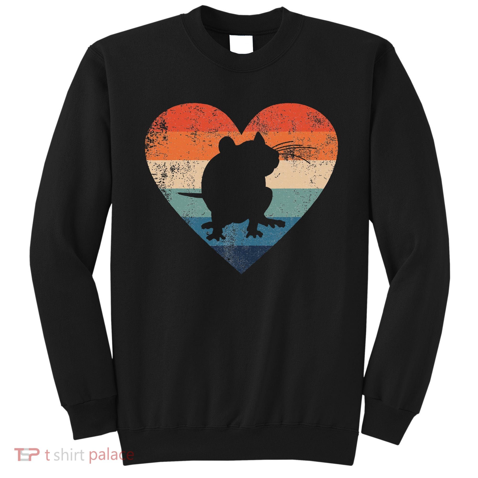 Rat Retro Heart Mouse Rodent Lover Rat Owner Sweatshirt