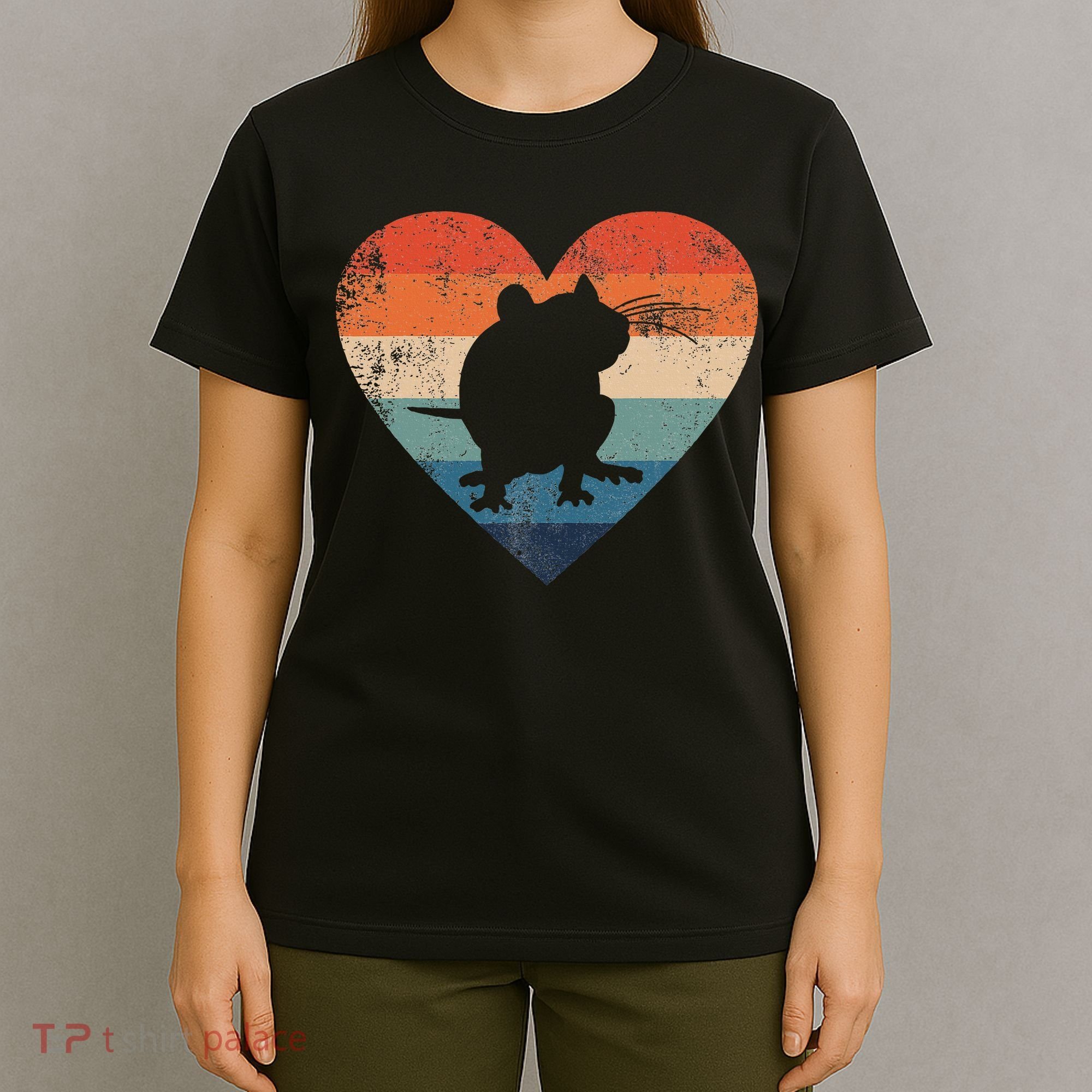 Rat Retro Heart Mouse Rodent Lover Rat Owner T-Shirt