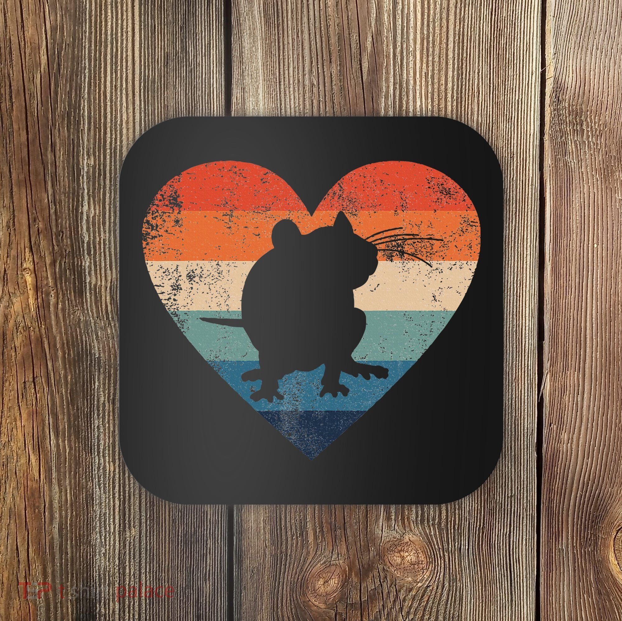 Rat Retro Heart Mouse Rodent Lover Rat Owner Coaster