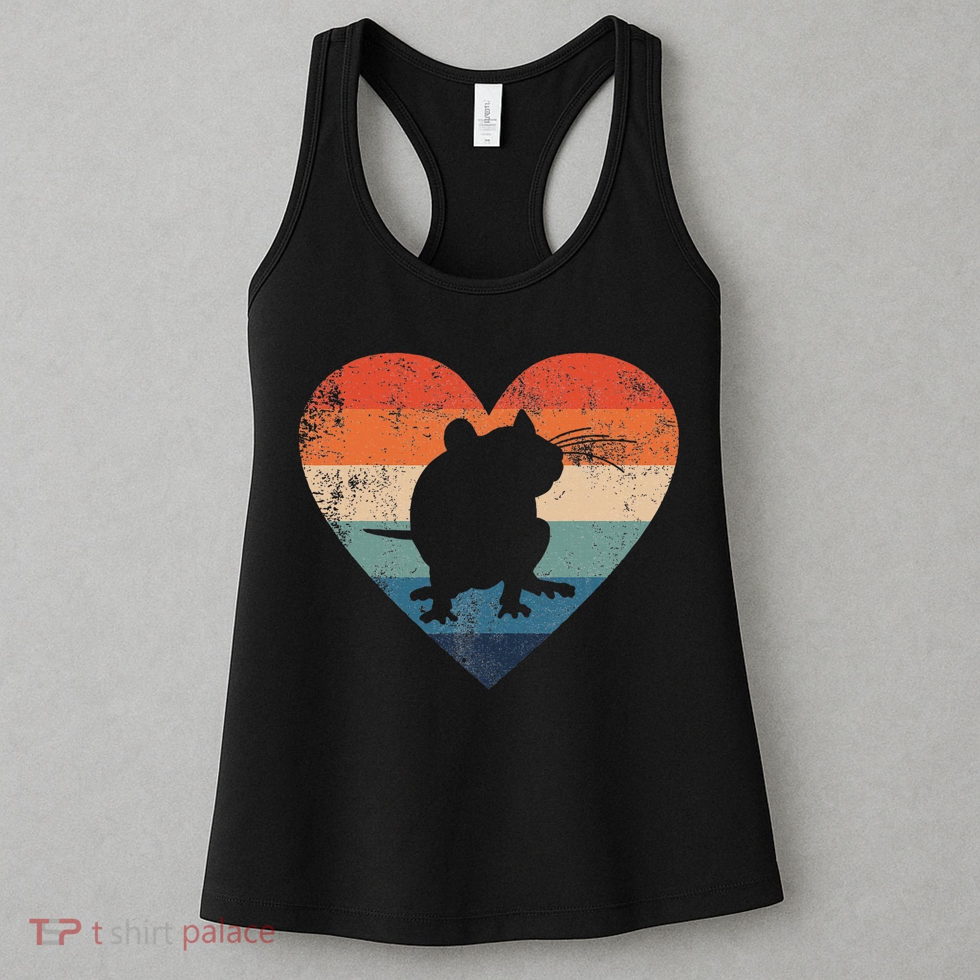 Rat Retro Heart Mouse Rodent Lover Rat Owner Women's Tank Top