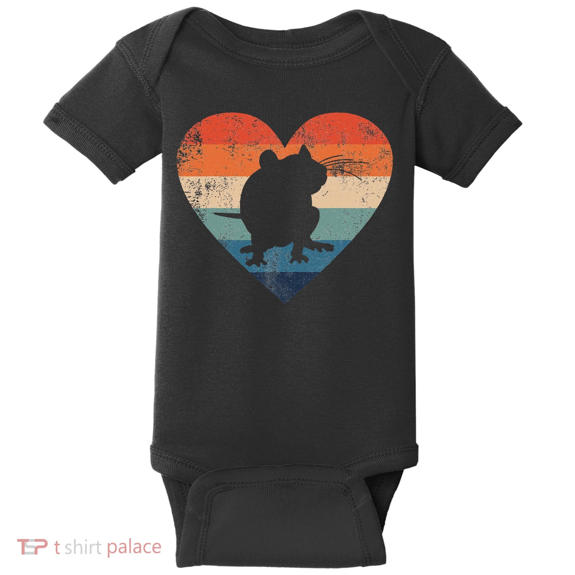 Rat Retro Heart Mouse Rodent Lover Rat Owner Baby Bodysuit