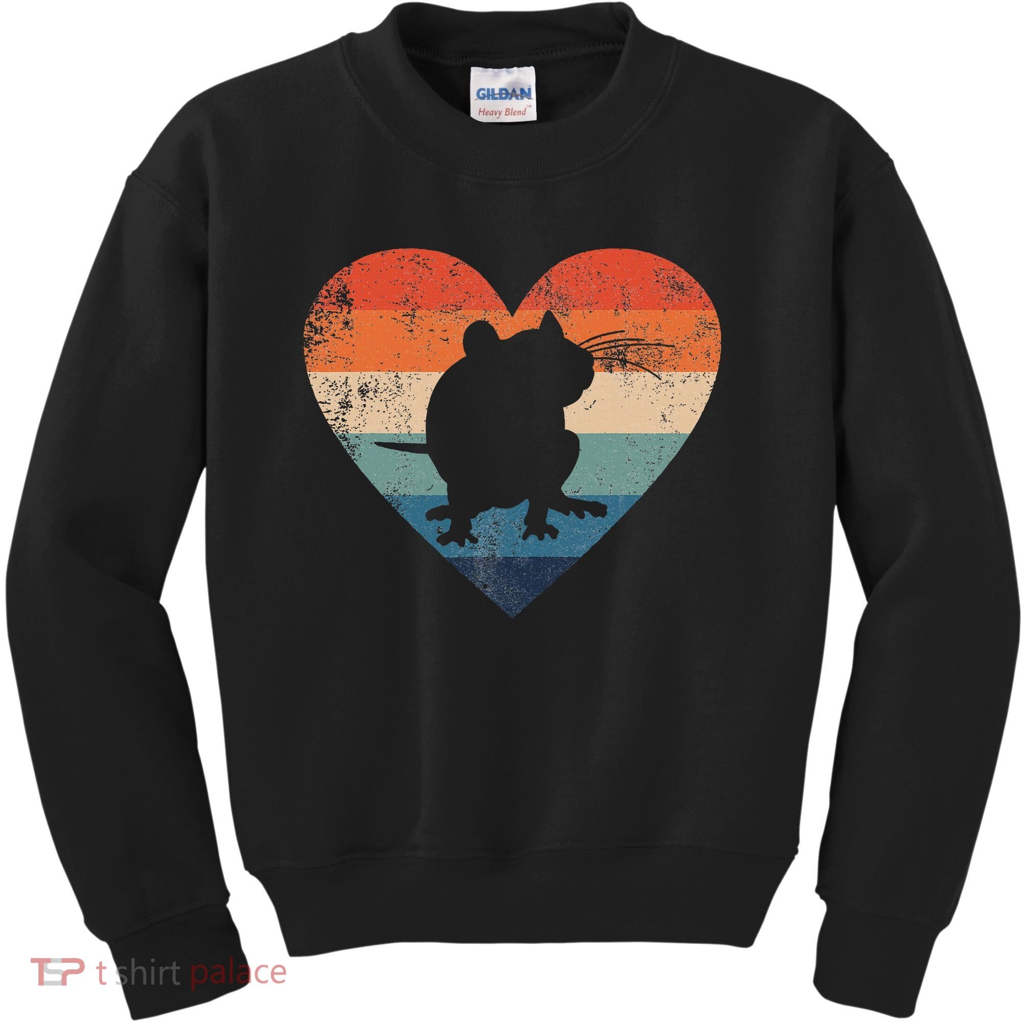 Rat Retro Heart Mouse Rodent Lover Rat Owner Kids Sweatshirt