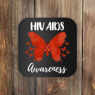 Red Ribbon Hiv Aids Awareness Coaster