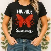 Red Ribbon Hiv Aids Awareness Women's T-Shirt thumb 2