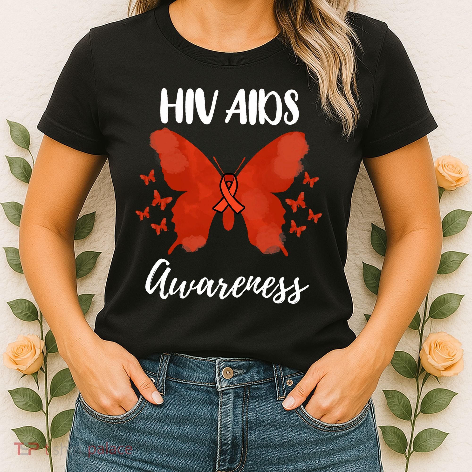 Red Ribbon Hiv Aids Awareness Women's T-Shirt