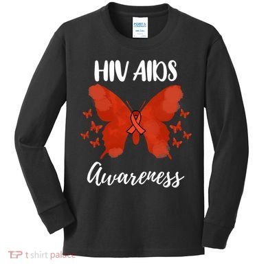Red Ribbon Hiv Aids Awareness Kids Long Sleeve Shirt