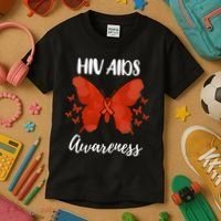 Red Ribbon Hiv Aids Awareness Kids T-Shirt thumb 3
