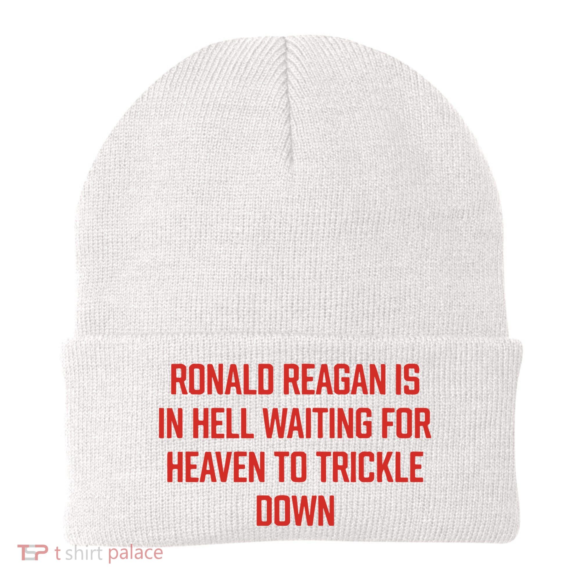 Ronald Reagan Is In Hell Waiting For Heaven To Trickle Down Beanie