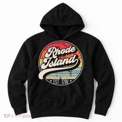 Retro Rhode Island Home State Ri Cool 70s Style Sunset Hoodie
