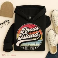 Retro Rhode Island Home State Ri Cool 70s Style Sunset Hoodie thumb 4