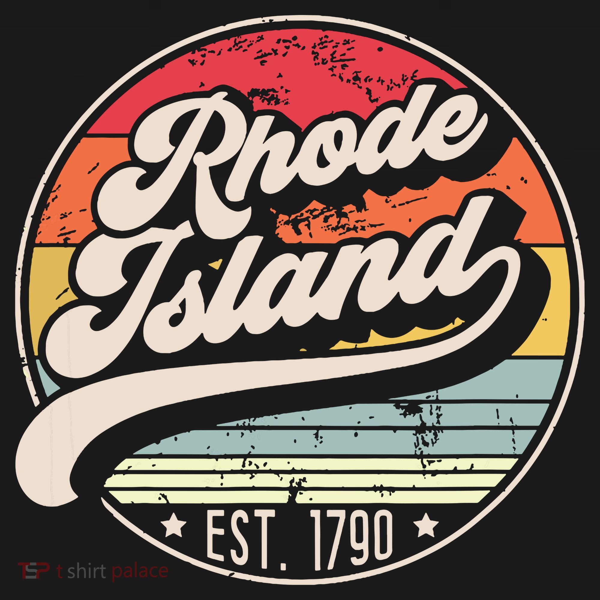 Retro Rhode Island Home State Ri Cool 70s Style Sunset Hoodie
