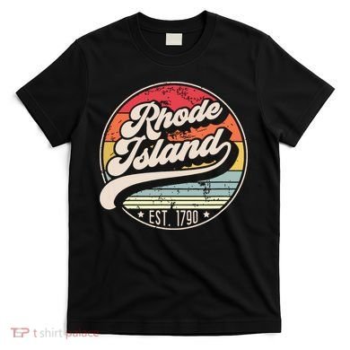 Retro Rhode Island Home State Ri Cool 70s Style Sunset T-Shirt