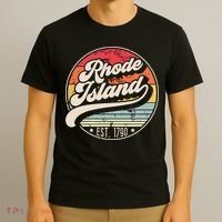 Retro Rhode Island Home State Ri Cool 70s Style Sunset T-Shirt thumb 3