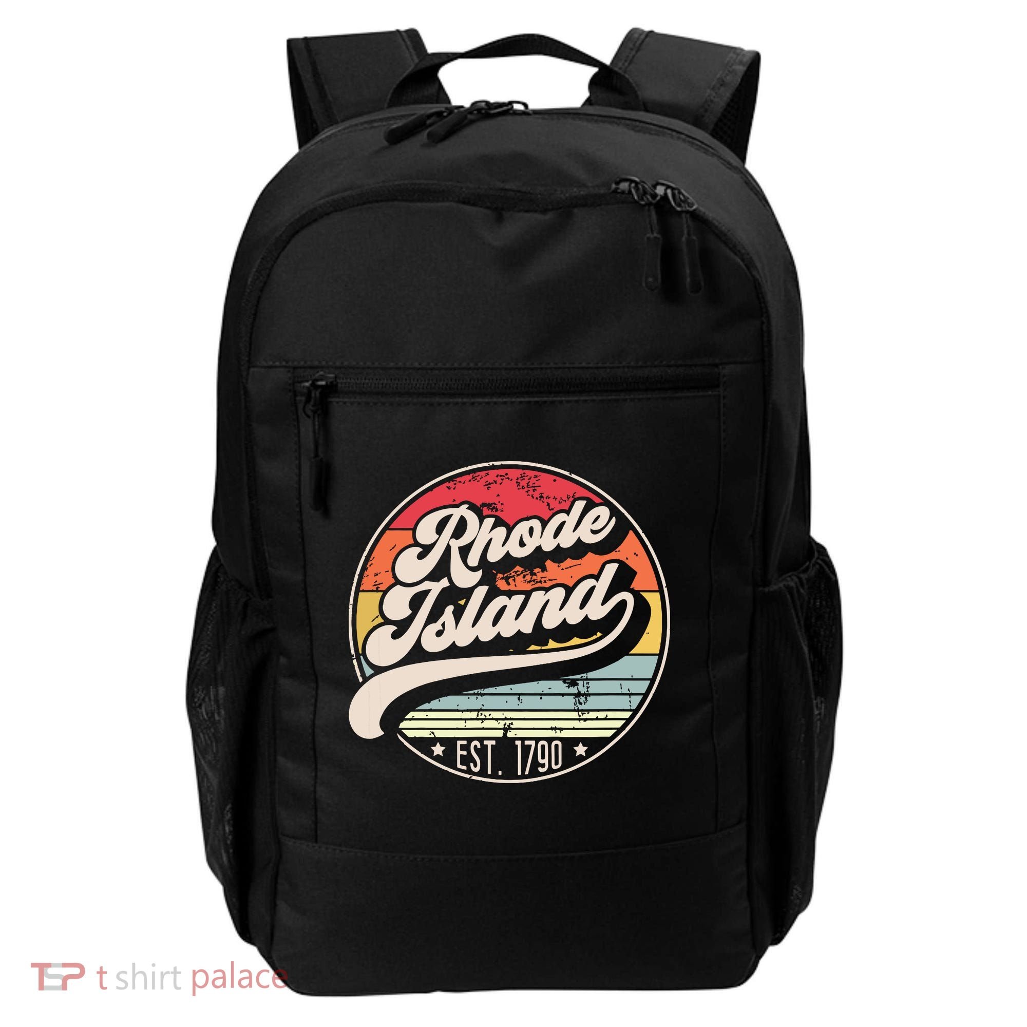 Retro Rhode Island Home State Ri Cool 70s Style Sunset Backpack