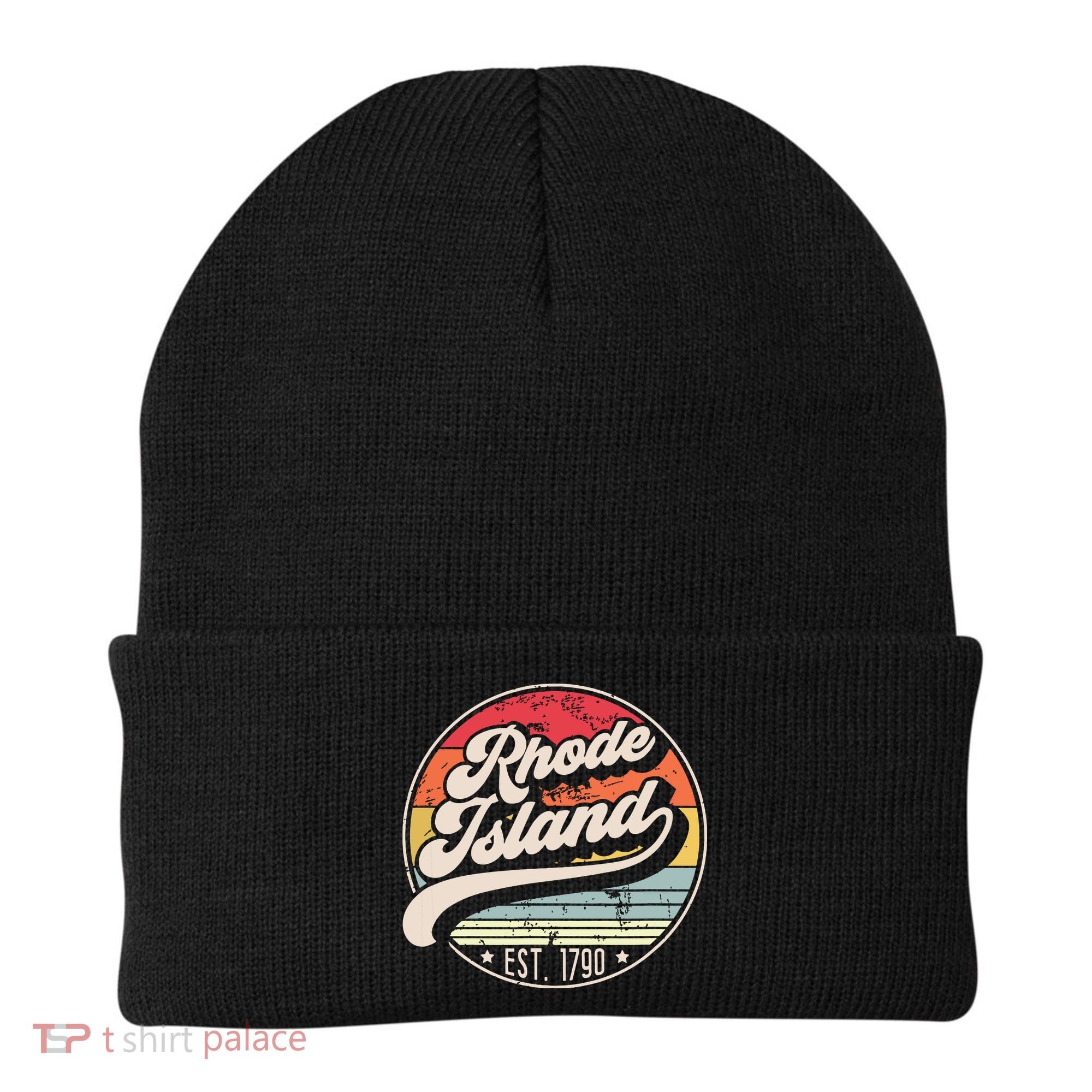 Retro Rhode Island Home State Ri Cool 70s Style Sunset Beanie