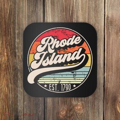 Retro Rhode Island Home State Ri Cool 70s Style Sunset Coaster