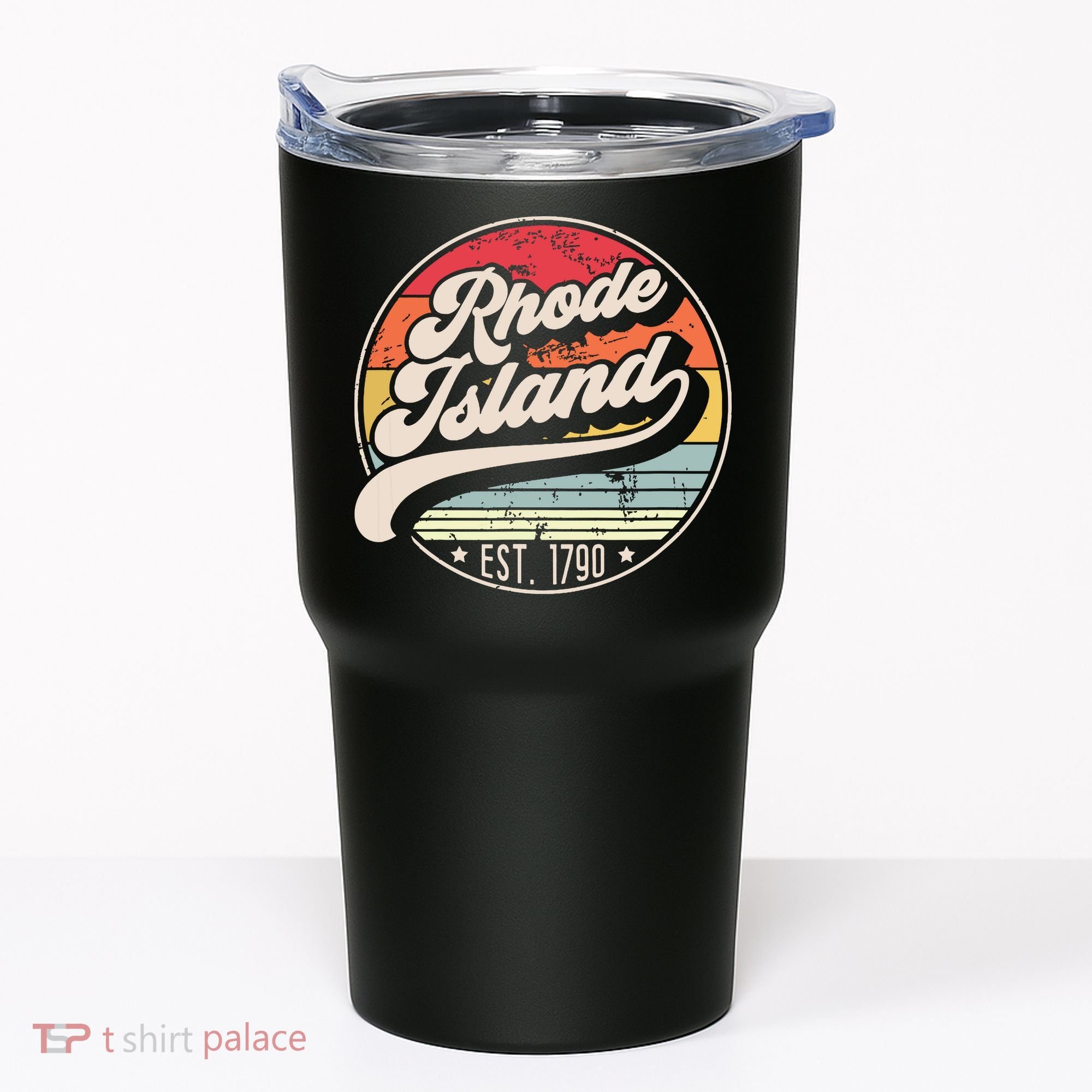 Retro Rhode Island Home State Ri Cool 70s Style Sunset Tumbler