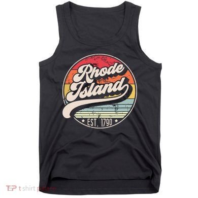Retro Rhode Island Home State Ri Cool 70s Style Sunset Tank Top