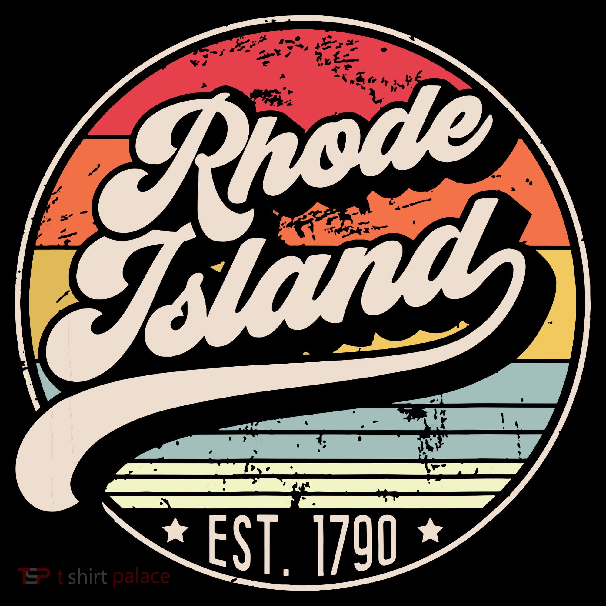 Retro Rhode Island Home State Ri Cool 70s Style Sunset Tank Top