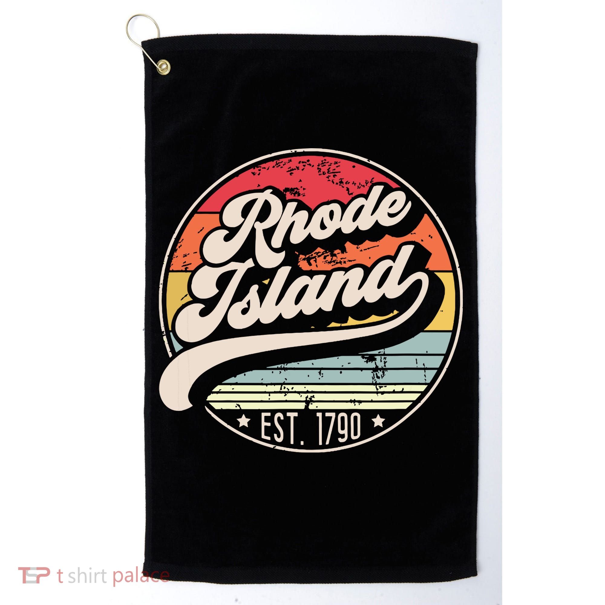 Retro Rhode Island Home State Ri Cool 70s Style Sunset Golf Towel