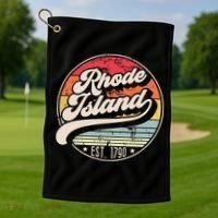 Retro Rhode Island Home State Ri Cool 70s Style Sunset Golf Towel thumb 1