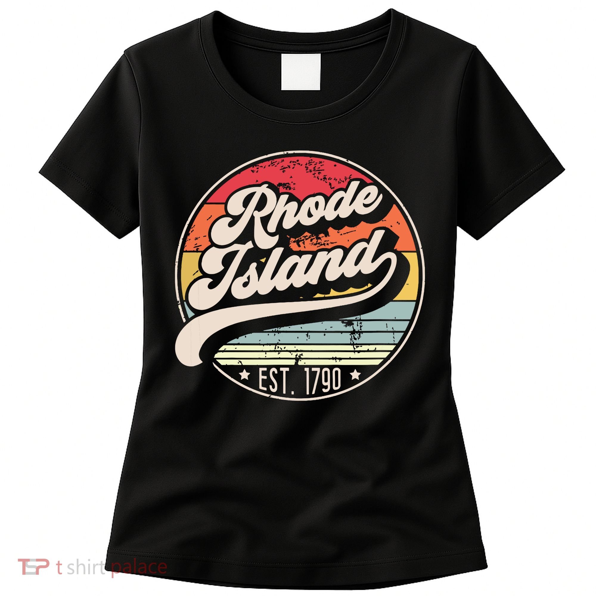 Retro Rhode Island Home State Ri Cool 70s Style Sunset Women's T-Shirt