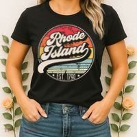 Retro Rhode Island Home State Ri Cool 70s Style Sunset Women's T-Shirt thumb 2