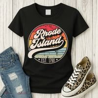 Retro Rhode Island Home State Ri Cool 70s Style Sunset Women's T-Shirt thumb 3