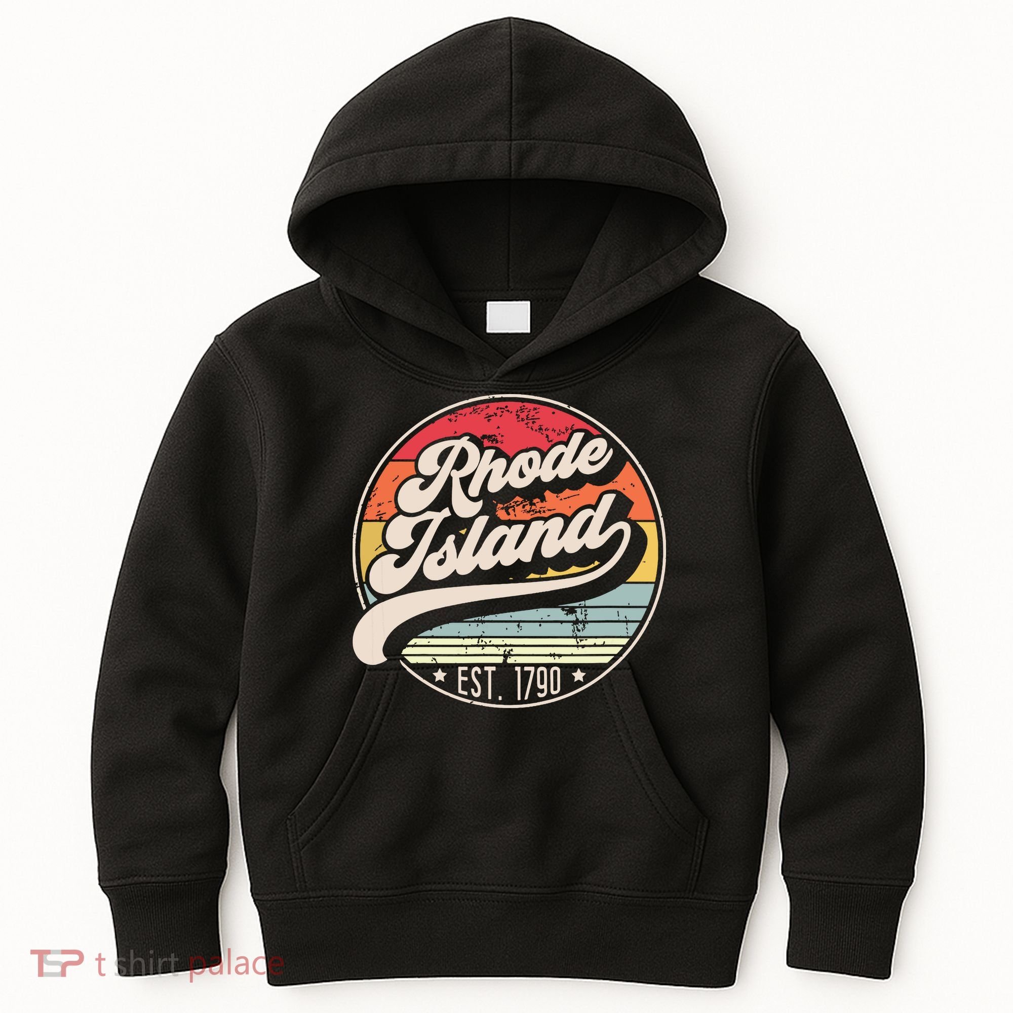 Retro Rhode Island Home State Ri Cool 70s Style Sunset Kids Hoodie