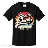 Retro Rhode Island Home State Ri Cool 70s Style Sunset Kids T-Shirt thumb 0