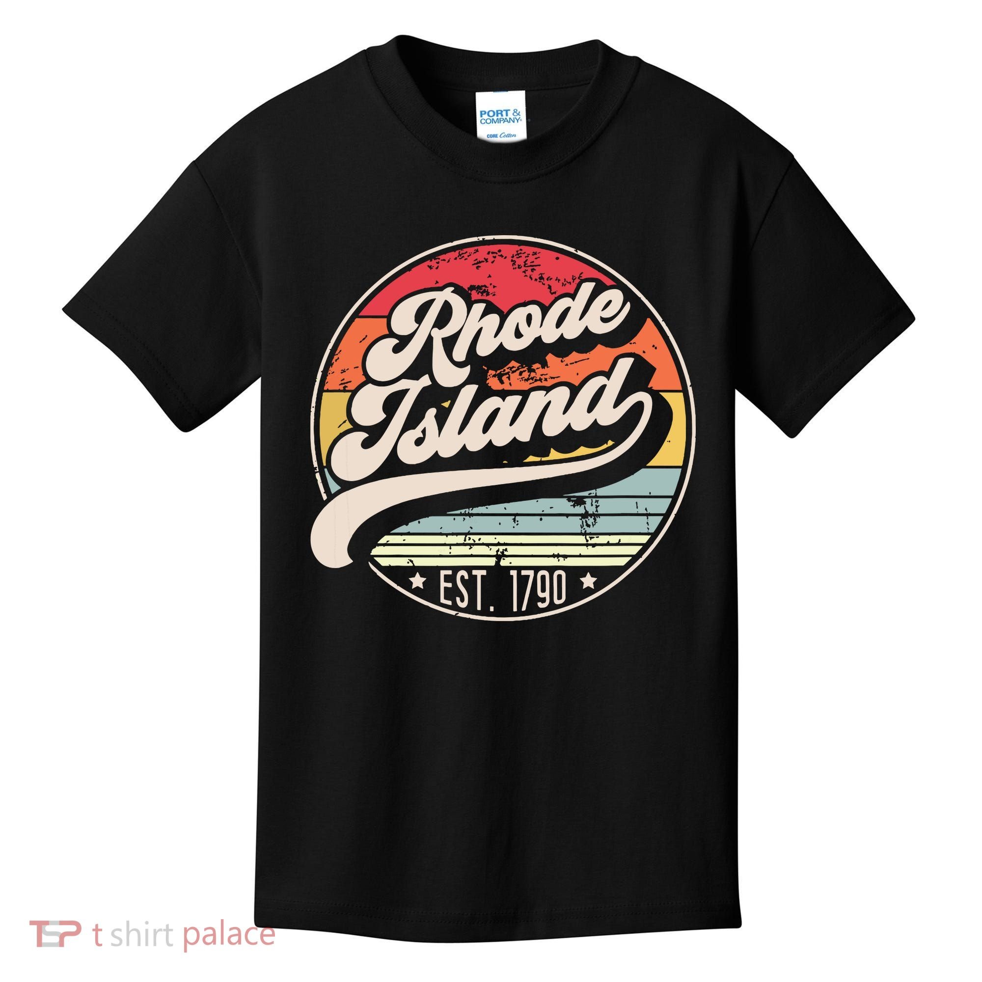 Retro Rhode Island Home State Ri Cool 70s Style Sunset Kids T-Shirt
