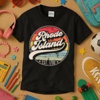 Retro Rhode Island Home State Ri Cool 70s Style Sunset Kids T-Shirt thumb 3