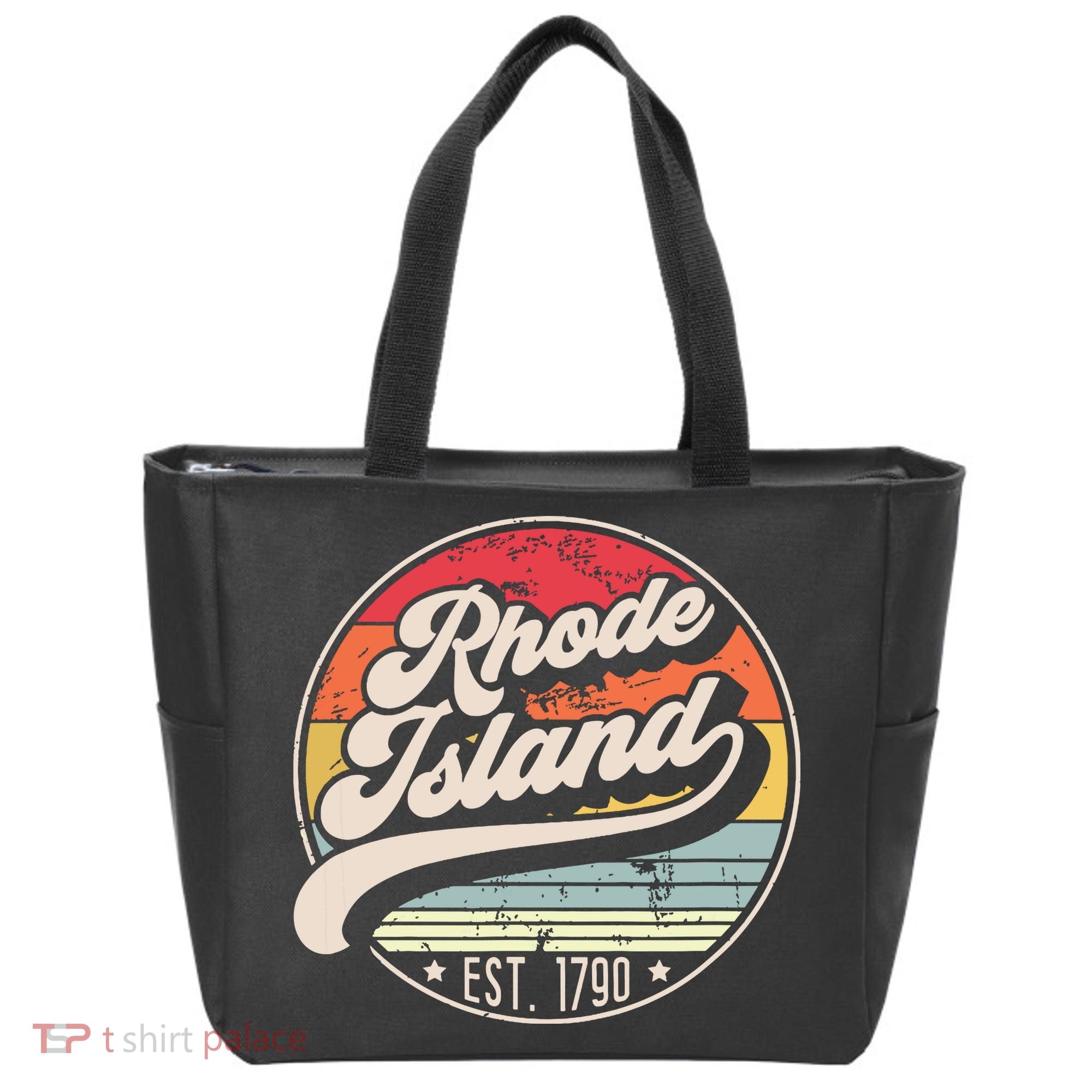 Retro Rhode Island Home State Ri Cool 70s Style Sunset Tote Bag