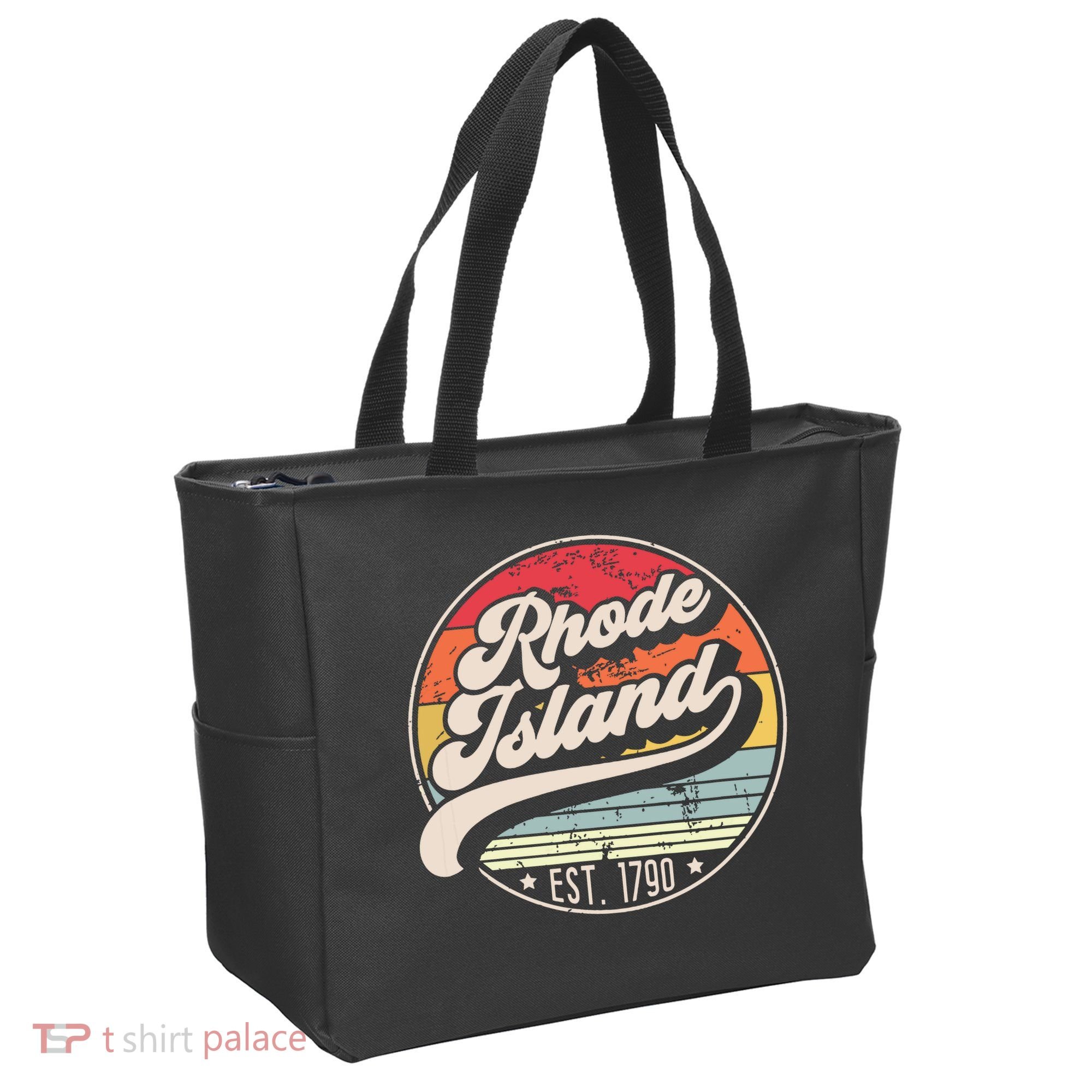 Retro Rhode Island Home State Ri Cool 70s Style Sunset Tote Bag