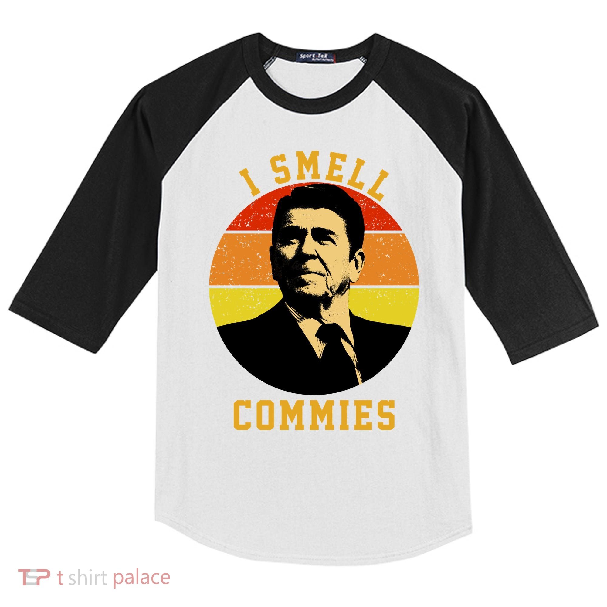 Ronald Reagan I Smell Commies Kids Colorblock Raglan Jersey